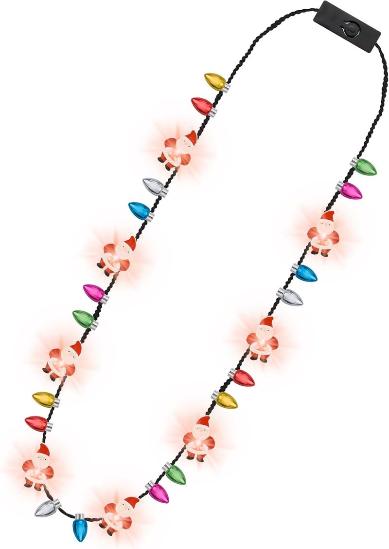 Traplace Store 1PCS Light up Christmas Necklace, 3 Modes Multicolor Christmas Accessories, Santa Claus Design, Wearable Light Xmas Decorations Necklace for Ugly Sweater Parties, Holiday New Year Party Supplies - Image 1